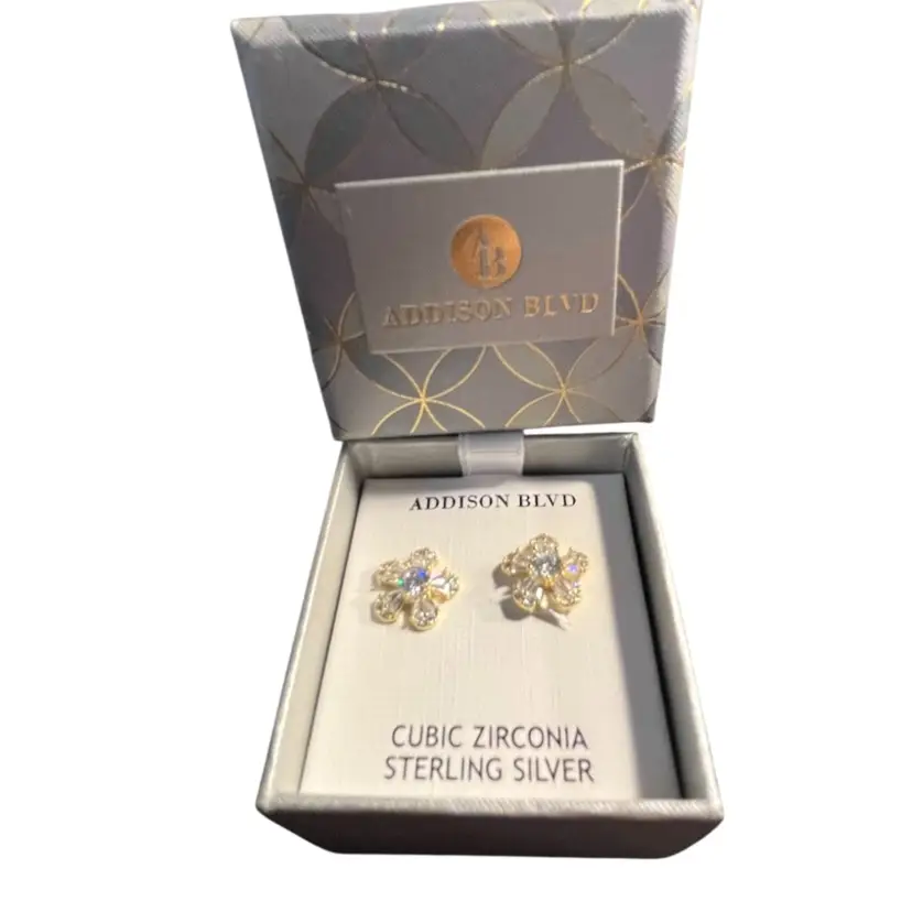 Addison BLVD Sterling Silver And Cubic Zirconia Daisy Earrings