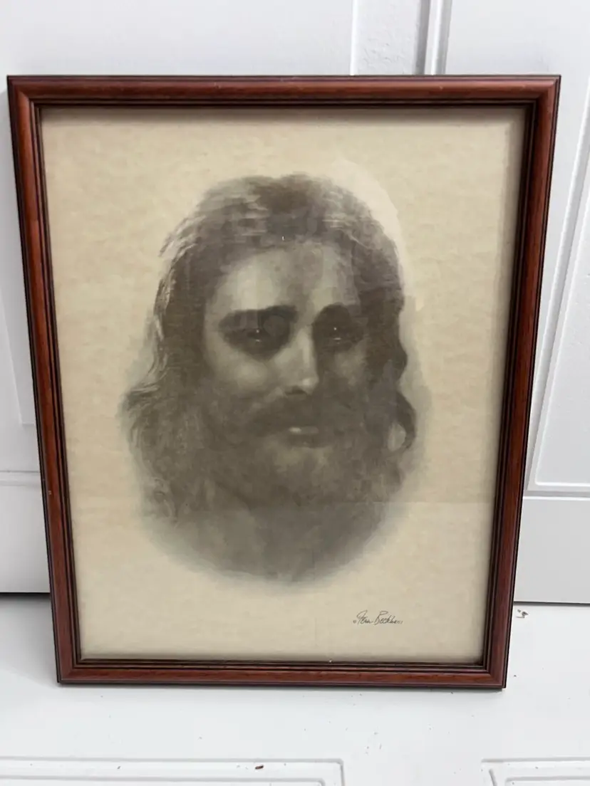 The Compassionate Christ By Fern Beckham Charcoal Print 1947