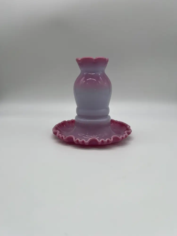 Vintage Fenton Pink Burmese Glossy Fairy Lamp