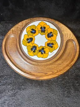 Vintage 1970’s Goodwood Cheese & Cracker Charcuterie Board W/ Tile Insert