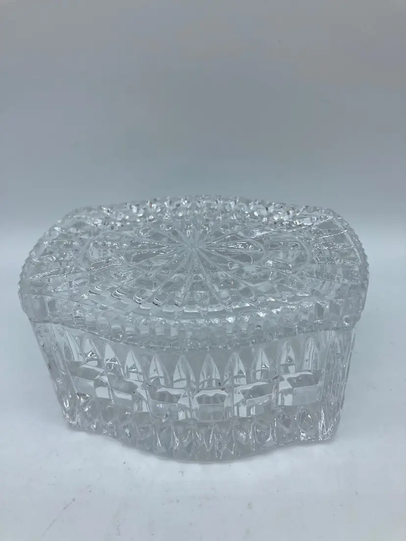 The European Collection Lead Crystal Glass Trinket Box w/Lid West Germany 1981