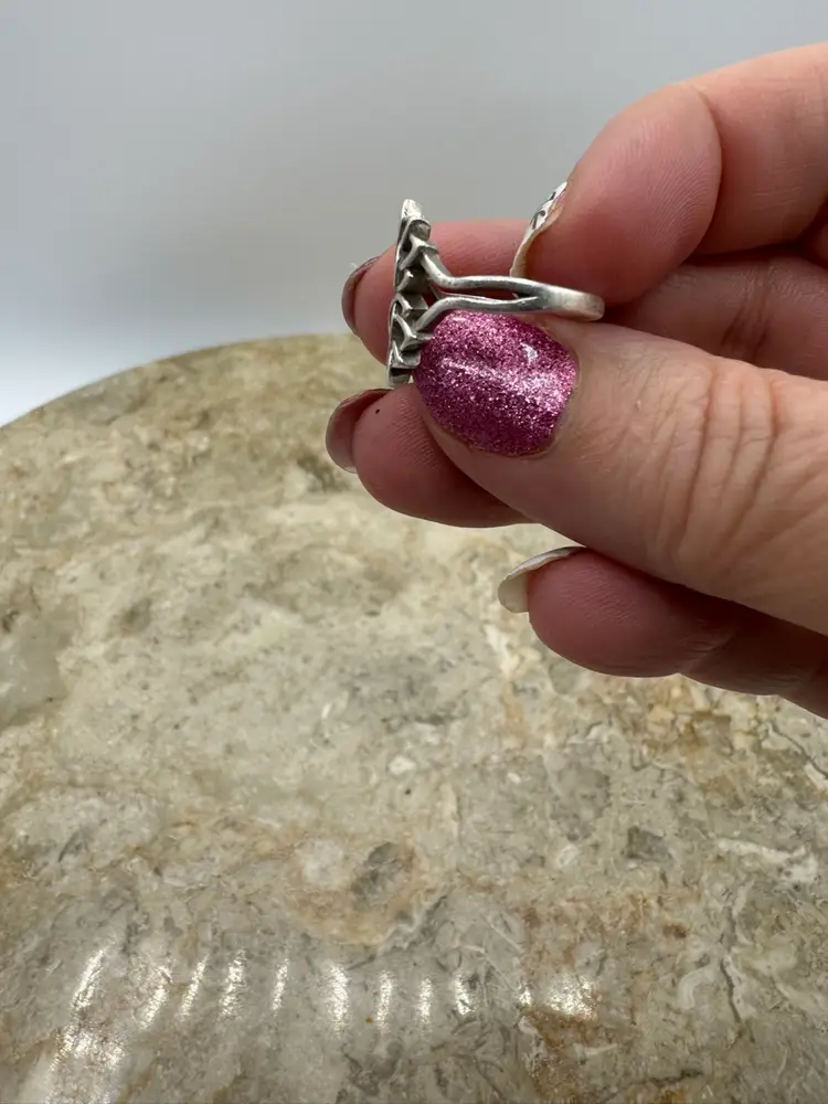 925 Sterling Silver Double Lotus flower Yoga Ring Size 4