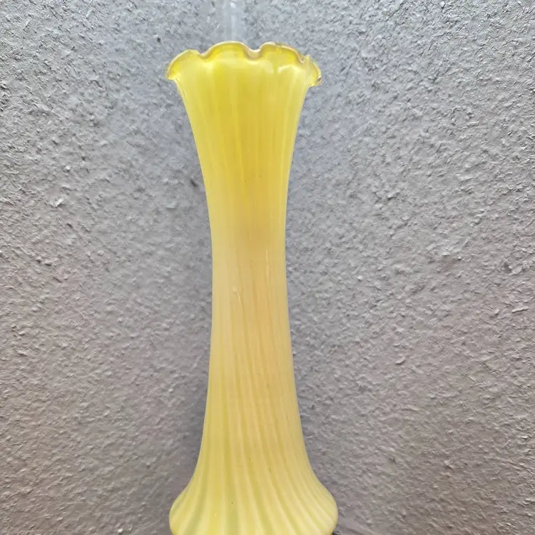 Vintage Altaglass Yellow Striped Glass Vase Yellow Cased