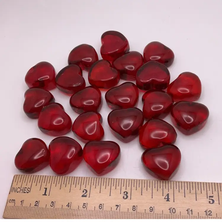 POW1 Red Glass Hearts "Filler" Craft Floral Supplies .75”