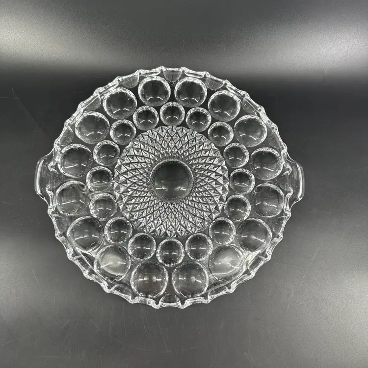 Vtg West Germany Echt Bleikristall 13" Crystal Optic Cake Plate Reversible Server