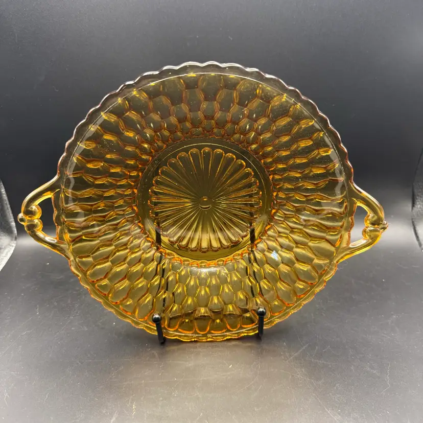 Indiana Glass Amber Honeycomb Bowl