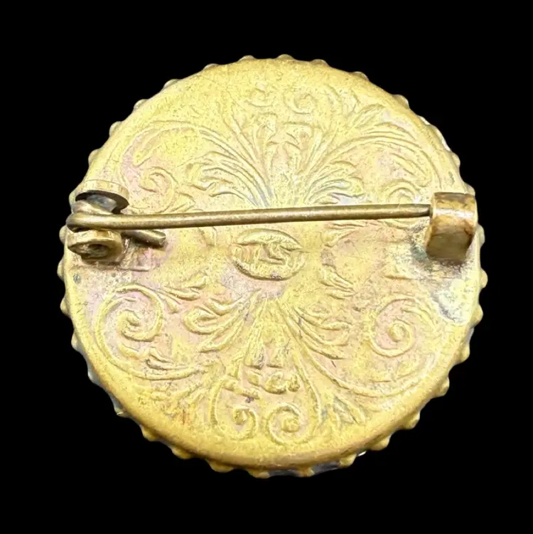 Fine Micro Mosaics Floral Circle Garden Brooch Pin Italy 1"