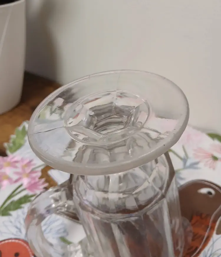 Vintage Clear Glass Pitcher with Scalloped Edge