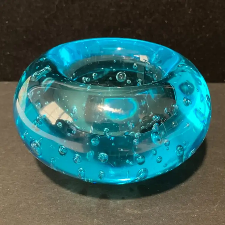 Bright Blue Controlled Bubble Tea Light Candle Holder