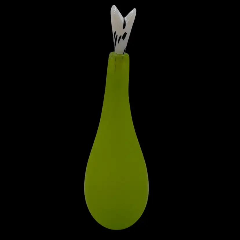 #01 Kosta Boda Gunnel Sahlin “Naturalis” Decanter In Lime Green And White Glass 12.25”