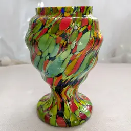 Pique Fleurs Czech Splatter Glass Vase