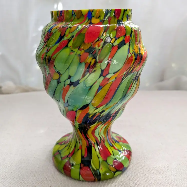 Pique Fleurs Czech Splatter Glass Vase