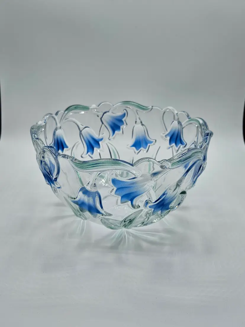 Mikasa Bluebell Flowers & Clear Glass 4.5"H x 8" Bowl