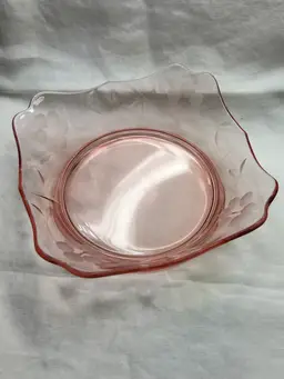 Imperial Glass Depression Pink Glass Square Soup or Salad Bowl.
