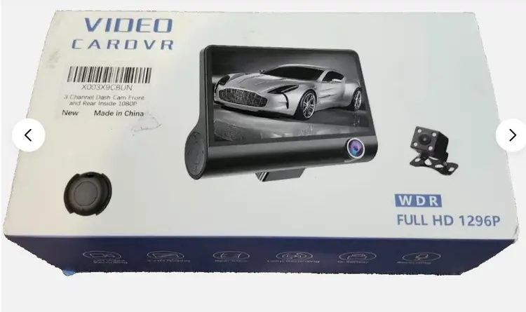 Video CarDVR Full HD 1296P Video DashCam Recorder Front Rear Inside Coverage NIB