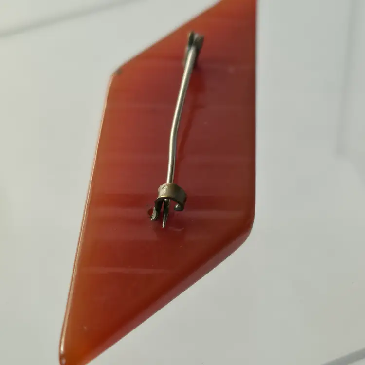 Vintage Bakelite Orange Carved Bar Brooch