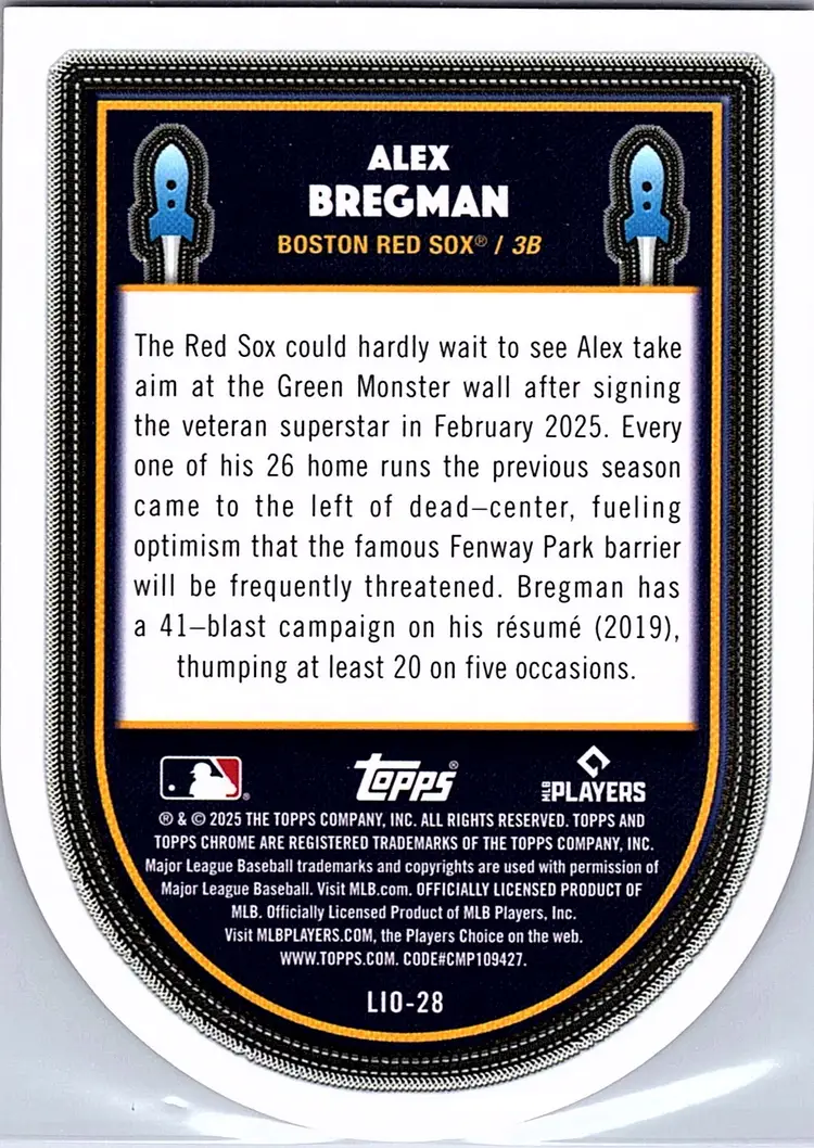 2025 Topps Chrome Cosmic Alex Bregman #LIO-28 LIO Orange Galactic Refractor #/25