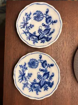 Pair of Blue Onion Saucers