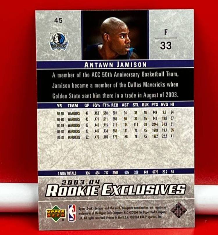 2004 Upper Deck Collector Basketball Trading Card Rookie Mavericks Antawn Jamison #45