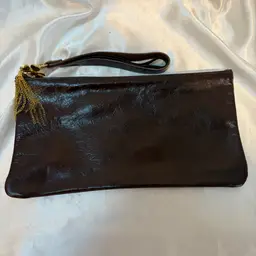 Patent leather design zipper pouch 4 leaf clover