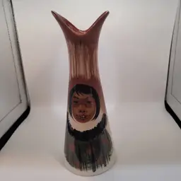 Vintage Sasha Brastoff Matthew Adams Hand Painted Vase #082 8 in Tall