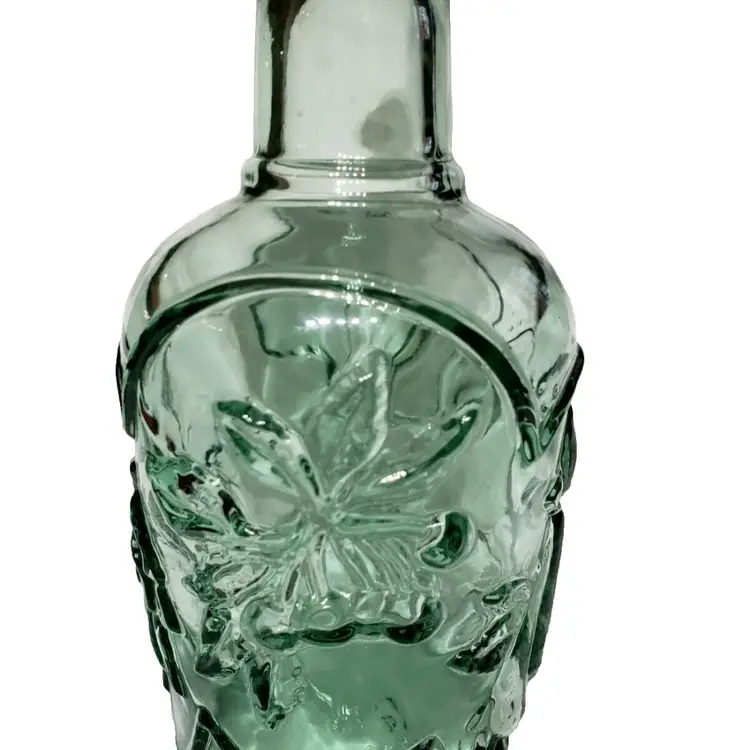 Vintage Libbey #11 Orchard Fruit Green Tint Embossed Glass Bottle Jar Decanter