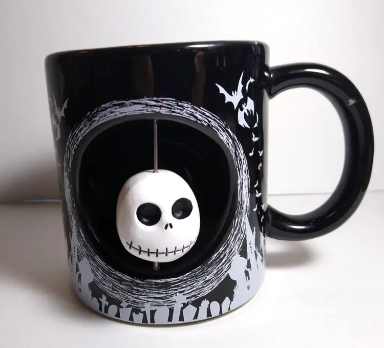 Disney Nightmare Before Christmas SPINNING Jack Head Halloween Mug Cup 20 Oz