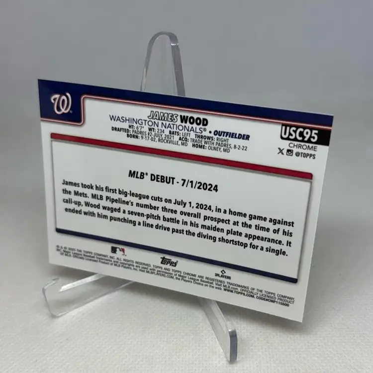 2025 Topps Chrome Update Series James Wood Rookie Debut RC #USC95 - Nationals