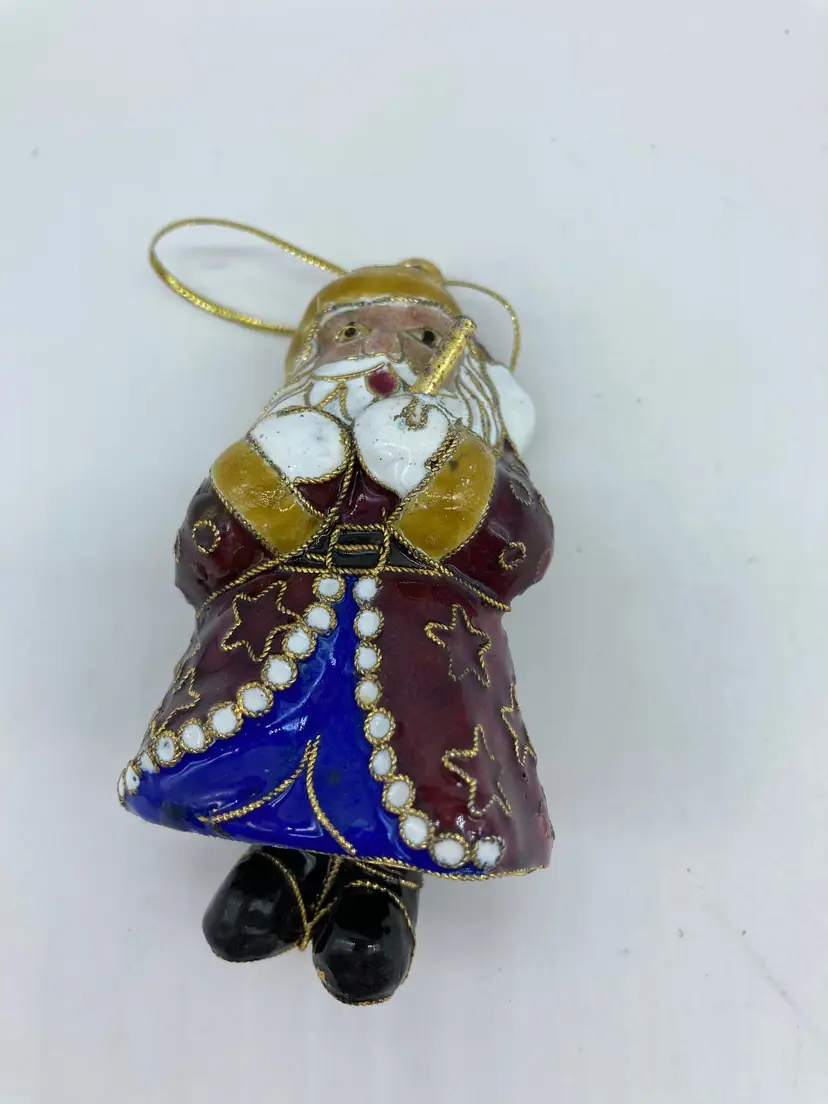 Cloisonne Santa Christmas Ornament