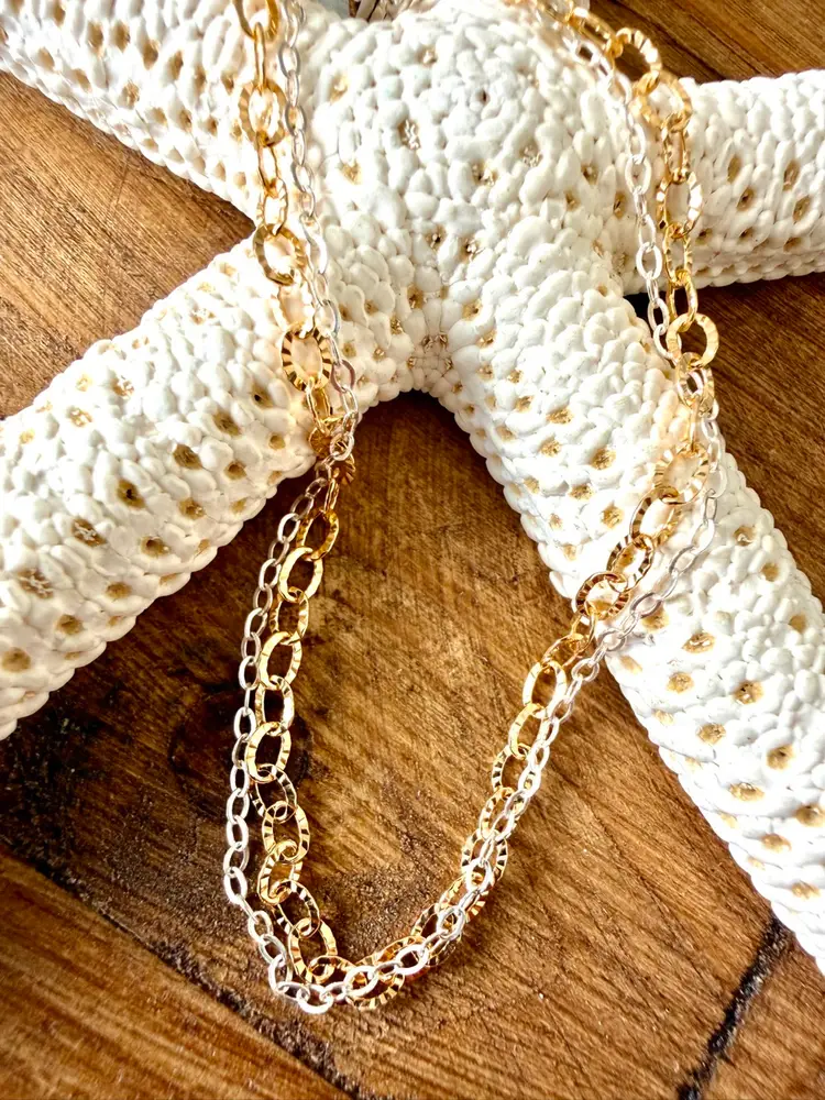 Multi Sparkle Double Chain Goldfill And Sterling Silver Bracelet