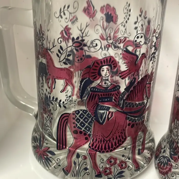 Vintage Whimsical Mugs Set Of 2