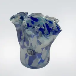 Zorza Hand Blown Handkerchief Art Glass Vase, 6” Tall x 6” Wide