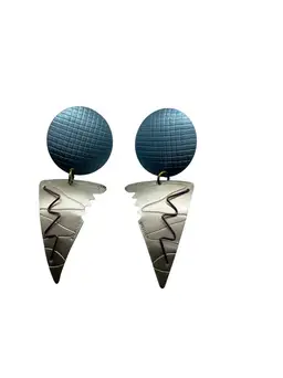 Vintage David Badman Modernist Sterling Silver Dainty Dangle Drop Earrings