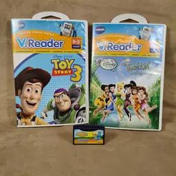 VTech V.Reader Game - Lot of 3 – Toy Story 3, TinkerBell, Little Engine That Could