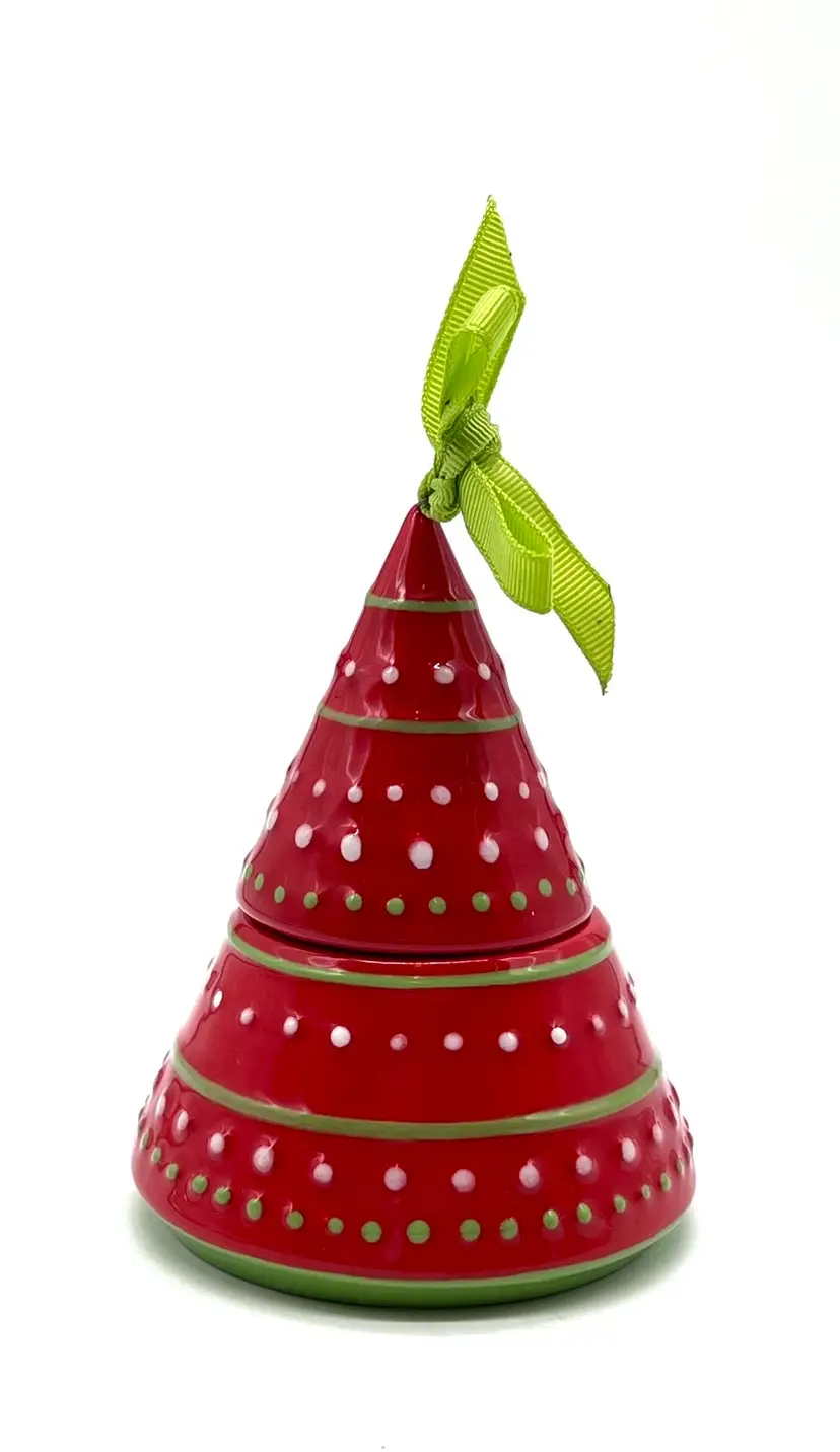 Grasslands Road Red Ceramic Christmas Tree 2pc Candle