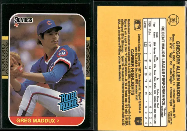 Greg Maddux Rookie Lot of 15 Atlanta Braves CC11