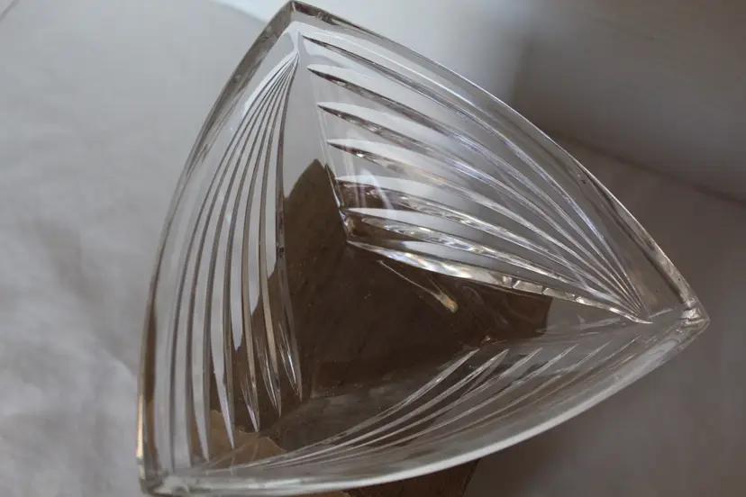 Vtg MIKASA 6” Triangular Bowl - Candy Dish - Lead Crystal - Elegant