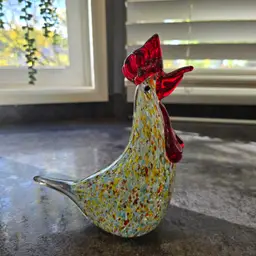 Murano Style Art Glass Hand Blown Rooster Figurine