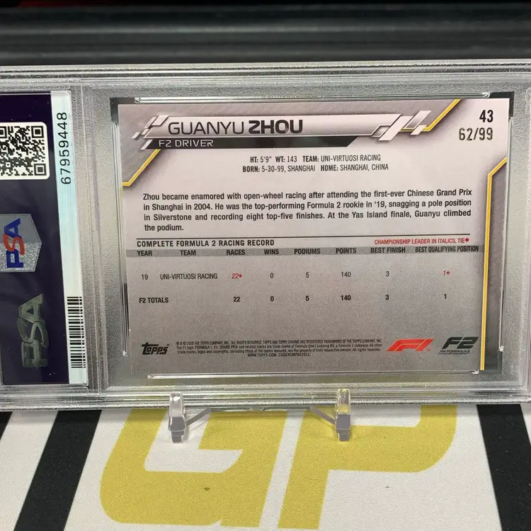 2020 Topps Sapphire Aqua Guanyu Zhou PSA 10