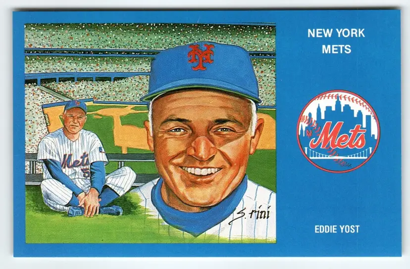 1969 NY Mets Baseball Postcard Susan Rini Eddie Yost Unused Limited Edition