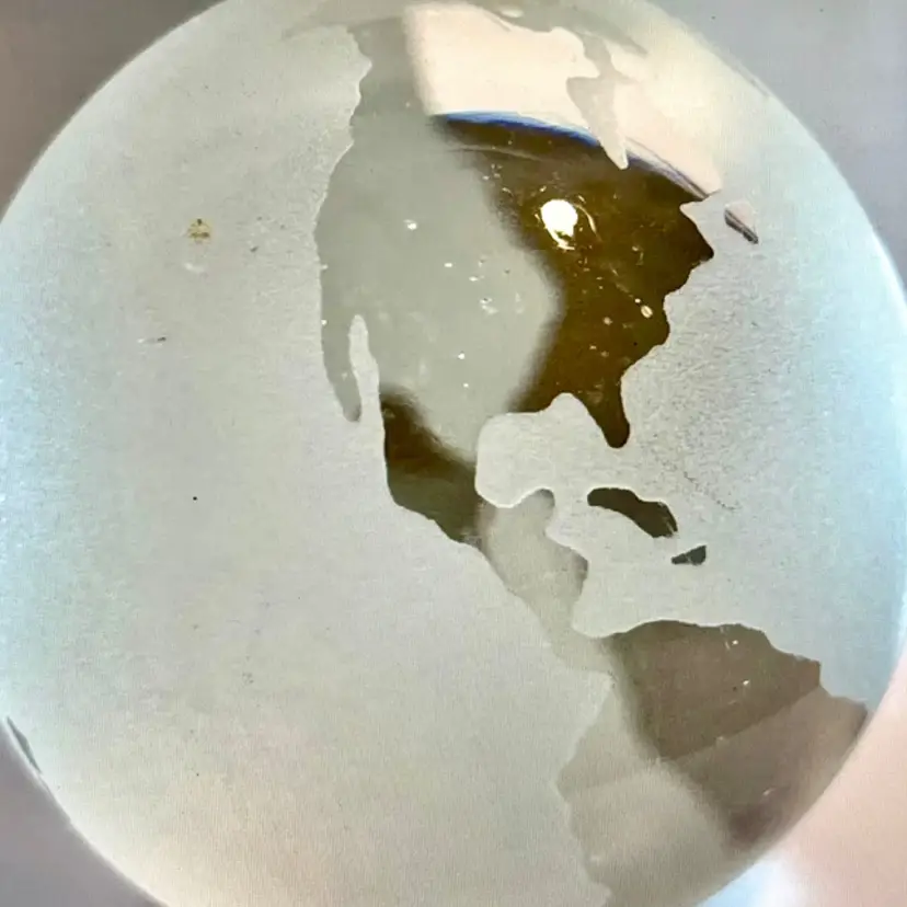 Vintage World Globe Frosted Art Glass Handcrafted Paperweight, Unbranded
