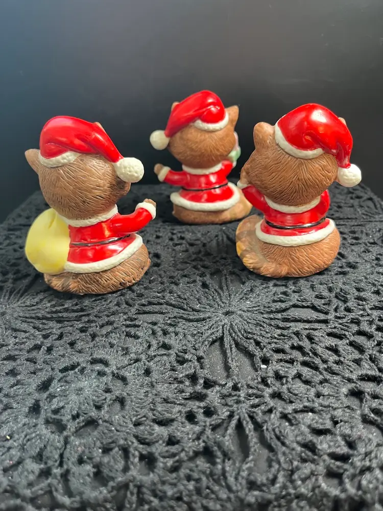 Trio of 3 Homco Christmas Racoons