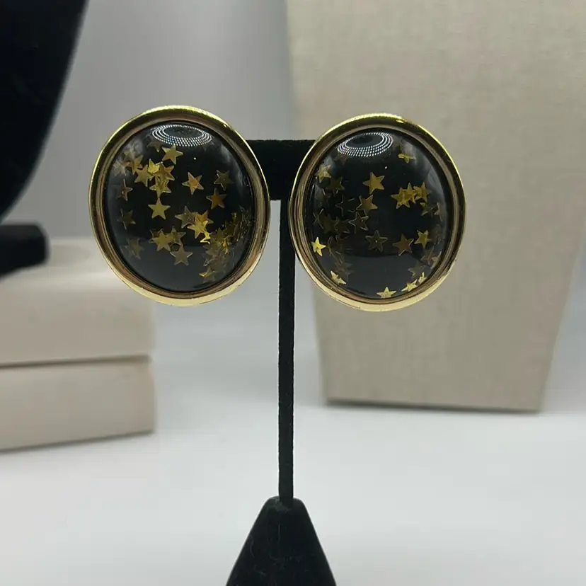 Vintage Rare Lucite Confetti Earrings
