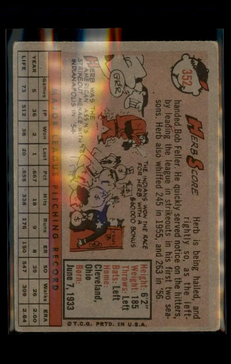 1958 Topps #352 Herb Score - (pk4) - Cleveland Indians