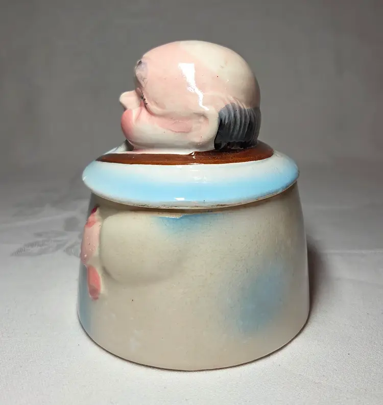 VTG Ceramic CHOPPER HOPPER VTG Denture Holder + Qtip Storage Bathroom Kitsch