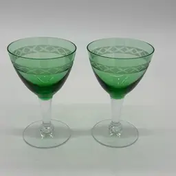 Glasses - Set Of 2 Cordial w Etching