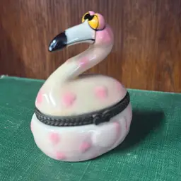 Flamingo Trinket Box With Tiny Trinket Inside