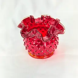 Fenton Hobnail Ruby Rose Bowl 3”