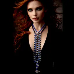 LAPIS LADDDER NECKLACE Statement Necklace, African Trade Beads, Artisan Necklace