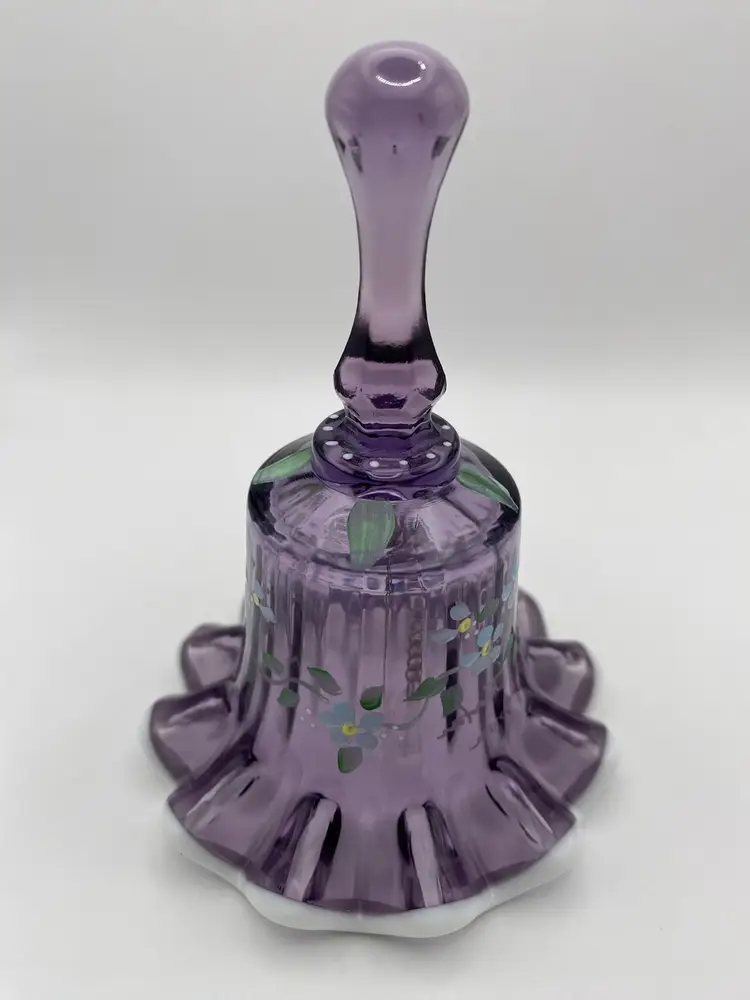 Fenton Purple Glass Bell Painted P. Lemon Dan Fenton